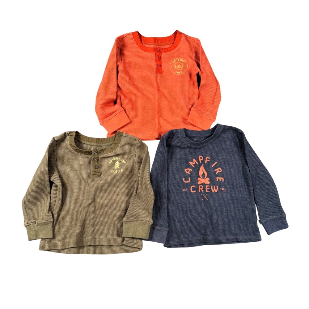 Outdoor Kids Bass Pro Shops Toddler 2T Thermal Waffle Knit Graphic Shirts Set 3